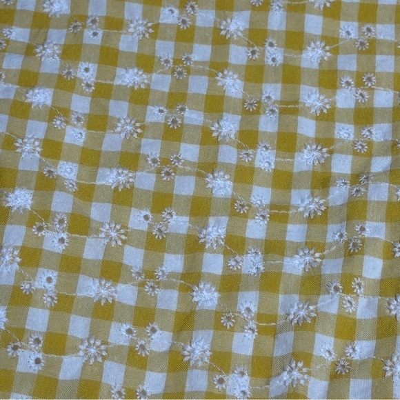 Kirious yellow checkered mini skirt floral NWT small - Picture 5 of 6